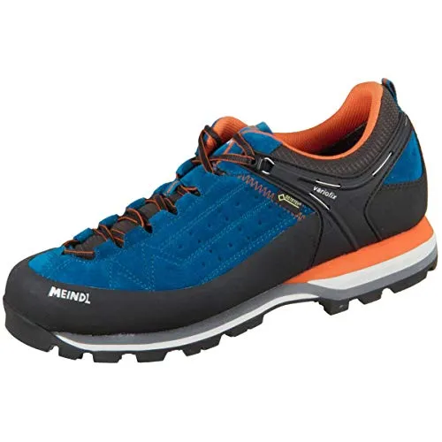 Meindl Literock GTX Herren Wanderschuhe (Blau/Orange) 44.5 EU - Wanderschuhe für Herren mit atmungsaktivem Gore-Tex® Futter, ideal für anspruchsvolle Tagestouren und jedes Wetter, bieten festen Halt auf wechselndem Terrain.