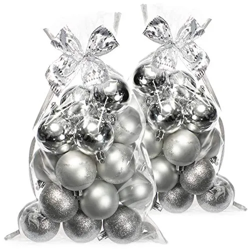com-four® 40x Weihnachtskugeln, Christbaumkugeln bruchsicher aus Kunststoff für Weihnachten, Baumschmuck für den Christbaum mit Anhänger, Ø 6 cm