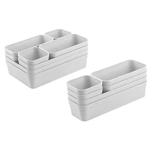 Schubladen-Organizer Set verstellbar hell-grau