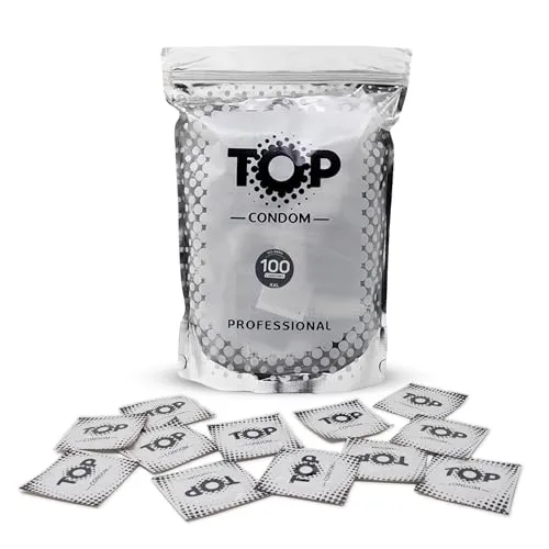 TOP Kondome 100 Stück Packung, XXL, natürlich und gefühlsecht, aus Latex, mit Reservoir, Durchmesser 53 mm, für Männer