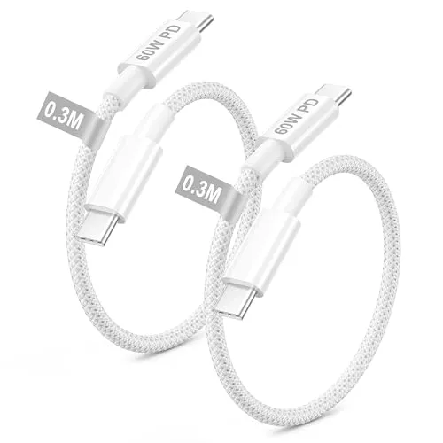 iPhone 15 16 17 Ladekabel 0.3M 2Pack, 60W USB C auf USB C Kabel 0.3M Kurzes Ladekabel USB C Schnellladekabel Typ C Ladekabel für Apple iPhone Air/17 16 15 Pro Max/Plus/,iPad Pro/Air/Mini 6 7/10 11 Gen