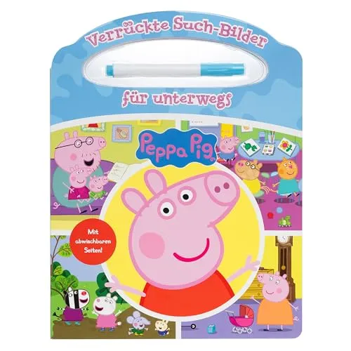 Peppa Pig - Verrückte Such-Bilder für unterwegs - Wimmelbuch - Pappbilderbuch mit Stift und abwischbaren Seiten ab 3 Jahren - Peppa Wutz