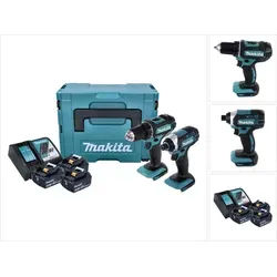 Makita DLX 2127 J1 Akku Combo Kit - Akkuschrauber-Set mit 18 V, 3 leistungsstarken 3 Ah Lithium-Ionen Akkus und Ladegerät, ideal für vielseitige Anwendungen in Heim und Werkstatt.