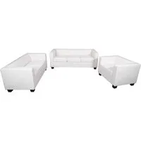 3-2-1 Couchgarnitur Lille - Kunstleder, weiß - Sofas in elegantem Design, bestehend aus 3er, 2er und 1er Sofa. Hochwertiges Kunstleder und ausgezeichnetes Qualitätsmanagement für ein stilvolles Wohnambiente.