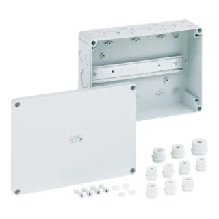 Spelsberg RK 4/34-L Leergehäuse - Reihenklemmengehäuse mit Schutzart IP54/IP66, ideal für Standardinstallationen im Innenbereich. Robustes Gehäuse für eine sichere und zuverlässige Montage.