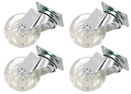 KOTARBAU® 4er Set Möbelrollen Ø 50 Lenkrollen Ohne Bremsen Transparent Gummi Schwenklager Kugellager Sofarollen Schieberrollen Transportrollen Univ