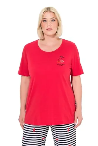 Ulla Popken Damen große Größen Übergrößen Plus Size Pyjamashirt, Herzen, Halbarm Salsa 42+ 837169530-42+