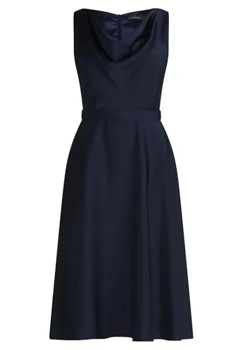 Vera Mont Damen Cocktailkleid mit Wasserfallausschnitt - Elegantes Cocktailkleid in Midi-Länge aus edlem Satin für besondere Anlässe. Der Wasserfallausschnitt sorgt für einen glamourösen Look.