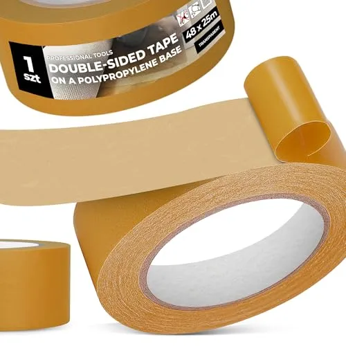 Instalguru Klebeband 25 m PP Doppelseitiges Montageklebeband Universalklebeband Stark Dünn Universal Multifunktionales Verpackungen Deko Teppiche Basteln
