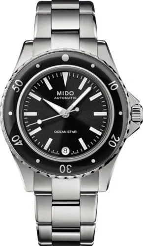 Mido M026.207.11.051.00 Unisex-Armbanduhr Ocean Star Schwarz - Damenuhren mit Swiss Made Automatikuhr, Gangreserve bis zu 80 Stunden, wasserdicht bis 20 bar und elegantes Design aus mattiertem Edelstahl.