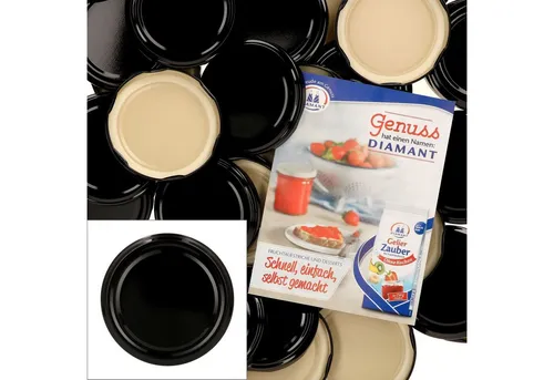 MamboCat Einmachglas 50er Set Deckel To 82 schwarz passend für 230ml / 350ml / 435ml Gläser, Metall