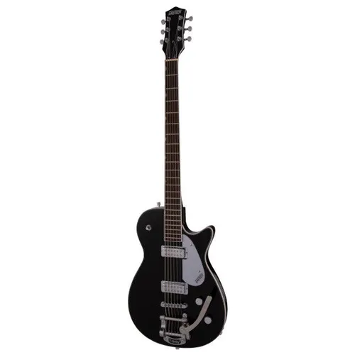 Gretsch G5260T Electromatic Jet Baritone Bigsby Black E-Gitarre - Gitarren mit verlängerter Bariton-Mensur für tiefe, artikulative Sounds. Aus Mahagoni mit Gretsch Mini Humbuckern für volle Klangfülle und einem Bigsby B-50 Vibrato.