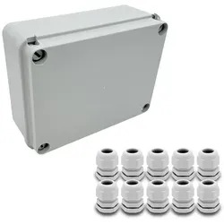 ARLI Set: Abzweigdose IP67 Aufputz 190 x 145 x 80 mm + 10x Kabelverschraubungen M20 x 1,5 mm
