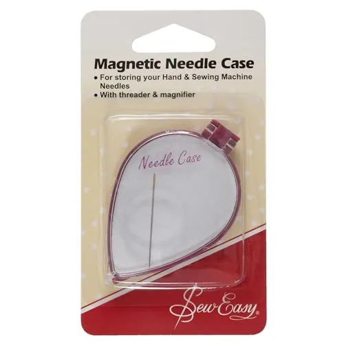 Sew Easy Magnetisches Nadeletui – mit Einfädler & Lupe, Nadel & Pin sichere Aufbewahrung verhindert Verlust, Nähhalter für Quilten, Patchwork, Schneidernadeln