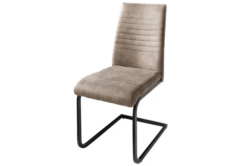 riess-ambiente Freischwinger APARTMENT taupe/schwarz - Freischwinger mit hochwertiger Microfaserpolsterung und stabilem Metallgestell, ideal für Esszimmer oder Büro - vereint exklusives Design mit hohem Sitzkomfort.