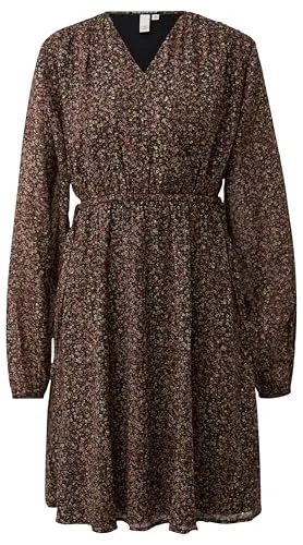 QS Damen Blusenkleid 2172480 in Wickeloptik - Freizeitkleid für Damen mit V-Ausschnitt und langen Ärmeln, ideal für einen eleganten Look im Alltag