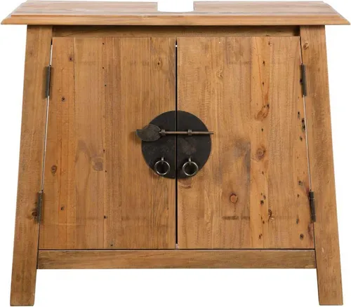 vidaXL Badezimmer Unterschrank aus massivem Kiefernholz - Unterschrank fürs Bad mit rustikalem Charme, verdeckt Rohrleitungen und bietet viel Stauraum – handgefertigt aus hochwertigem Kiefernholz für individuelle Designs.