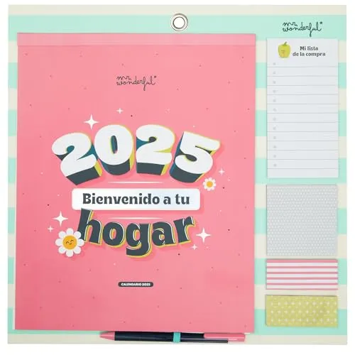 Mr. Wonderful Magnetischer Wandkalender 2025-2025, Willkommen in Ihrem Zuhause, enthält 4 Bögen mit Aufklebern, 2 Haftnotizen