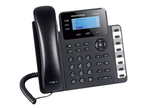 GRS GXP-1630 - Leistungsstarkes IP-Telefon - Festnetztelefon für mittelständische Unternehmen, HD-Audio, verwaltet bis zu 3 Leitungen und bietet integrierte PoE-Stromversorgung für flexible Bürokommunikation.