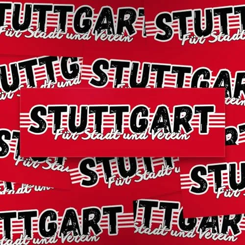 100x Stuttgart Sticker/Aufkleber 'Für Stadt und Verein'/ Cannstatt/Fußball Fanartikel/ 14,8x5,0 cm/PVC/wetterfest