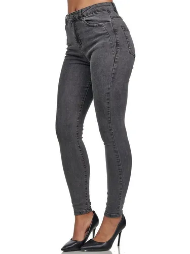 Tazzio Damen Skinny Fit Jeans F107 Anthrazit 34 - Jeans in High Waist und Slim Fit, aus hochwertigem Stretchmaterial für optimalen Tragekomfort und vielseitige Kombinationsmöglichkeiten.