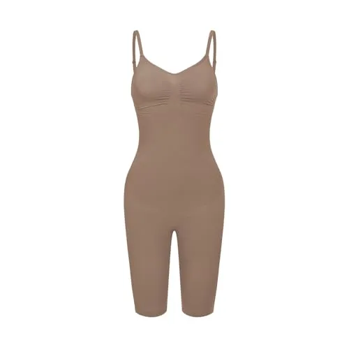creamy fabrics Damen Figurformender Shapewear Bodysuit mit Shorts – Perfekt unter Kleidern – Starke Kompression für Bauch, Taille & Oberschenkel – Nahtlos & Verstellbare Träger