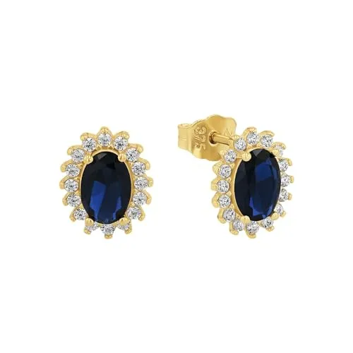 Amor Ohrstecker Damen, Zirkonia in Blau, 0,9 cm - Ohrringe für Damen aus 375er Gelbgold mit funkelnden Zirkonia, ideal als Geschenk für besondere Anlässe, geliefert in einer eleganten Schmuck Geschenkbox.