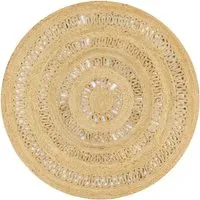 vidaXL Handgefertigter Jute Teppich 120 cm - Gartenmöbel-Sets: Dieser natürliche, geflochtene Juteteppich verleiht jedem Raum eine schicke Note und ist gleichzeitig strapazierfähig und wartungsarm – ein echtes Unikat!
