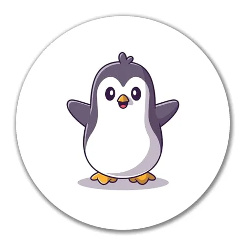 Huuraa Aufkleber Pinguin Comic Geschenk | Dekoaufkleber 10cm rund Sticker Geschenkidee Dekoausticker