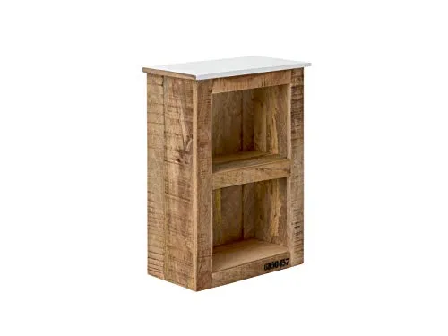 Woodkings® Bad Hängeschrank Pune - Rustikales Badezimmermöbel aus massivem Holz - Hängeschrank aus massivem Mango-Holz, handgefertigt und matt lackiert. Ideal für kleine Badezimmer, kein Aufbau nötig – einfach auspacken und aufhängen!