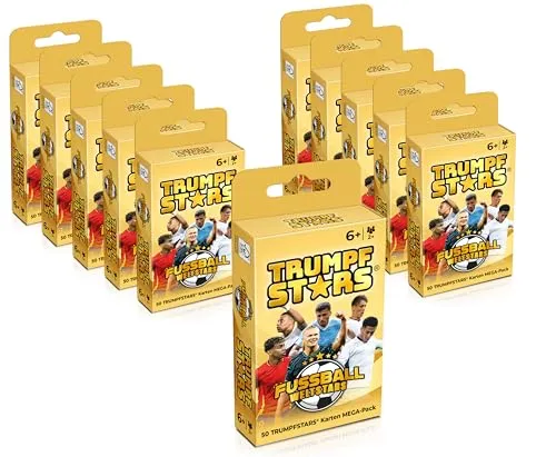 Gomazing - Trumpfstars: Fussball Weltstars Multipack - Kartenspiele mit 11 Spielen, ideal für Fußballfans! Erlebe spannende Duelle mit 50 Spieler-Karten der größten Weltstars in hochwertiger, plastikfreier Schachtel.