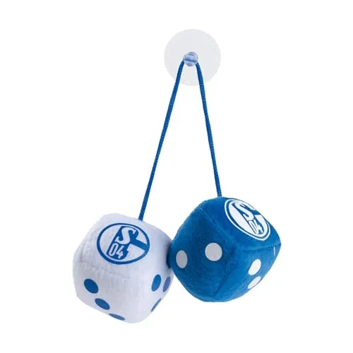 FC Schalke 04 Autowürfel Plüschwürfel S04 Logo Saugnapf blau weiss Fanartikel