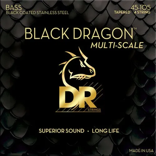 DR DBSMB-45 Black Dragon Basssaiten - Hochwertige Edelstahl-Basssaiten für Multiscale-Bässe, beschichtet für längere Lebensdauer und optimalen Klang. Ideal für präzises Spielen und kraftvolle Sounds.