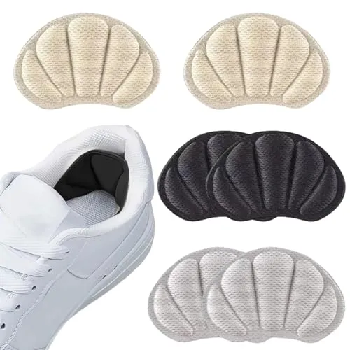 Paar Fersenpolster Schuhe,Fersenschutz Fersenkissen,Schuheinlagen Selbstklebend Antirutsch,Heel Pads Fersenschutzpolster für zu große Schuhe,Abstandspads gegen Reibung Blasen (Schwarz Grau Beige) 3