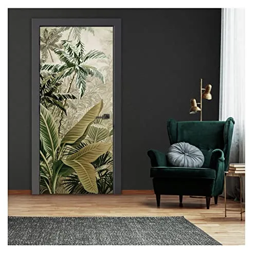Türtapete Selbstklebend Amazonia Wald Blätter - 91x211 cm - Türaufkleber mit einzigartigem Walddesign, UV-beständig und selbstklebend für einfache Montage. Verleihen Sie Ihrem Raum einen neuen Look!