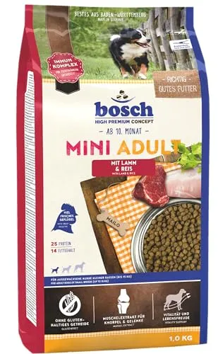 Bosch HPC Mini Adult Hundetrockenfutter 15 kg - glutenfrei, magenschonend und ideal für kleine Rassen bis 15 kg, unterstützt die Darmflora und stärkt Gelenke