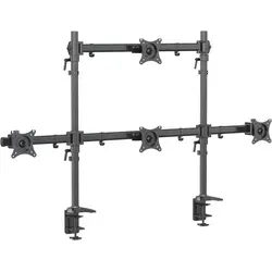 HFTEK MS424C-N Monitorhalterung für 4 Monitore - Vielseitige Monitorhalterung für 4 Monitore von 15-27 Zoll. Ergonomisches Design mit einfacher Montage und optimaler Kabelführung. Belastbarkeit bis 8 kg pro Monitor – ideal für effizientes Arbeiten.