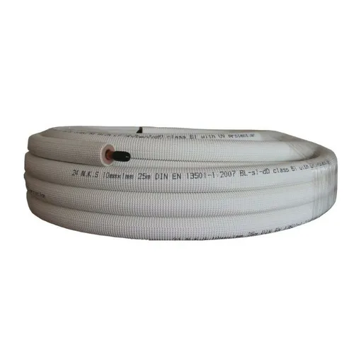 Vorisoliertes Kupferrohr 25m - UV-beständig und nahtlos - Rohrleitungen für Kälte- und Klimatechnik, nahtloses Kupferrohr nach DIN EN 12735-1, vorisoliert mit UV-beständiger Polyethylen-Isolierung, ideal für Gase R 410a, R 407c und R-32.