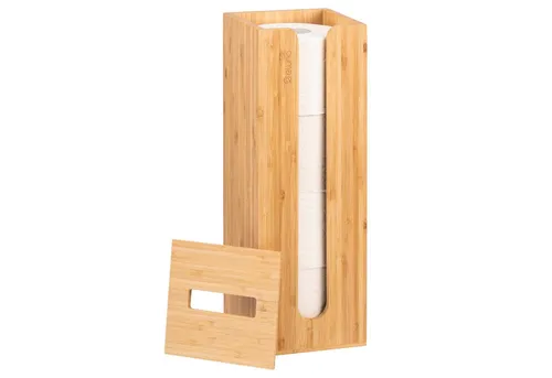 eluno Toilettenpapierhalter aus Bambus für 4 Ersatzrollen in braun von eluno