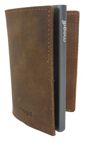 Mogdi RFID Blocker Kartenetuie braun Leder