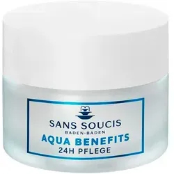SANS SOUCIS AQUA BENEFITS 24h Pflege 50 ml - Make-up Pflege mit Hyaluronsäure und Thermalwasser für intensive Feuchtigkeit, die Trockenheitslinien glättet und den Teint frisch und prall erscheinen lässt.