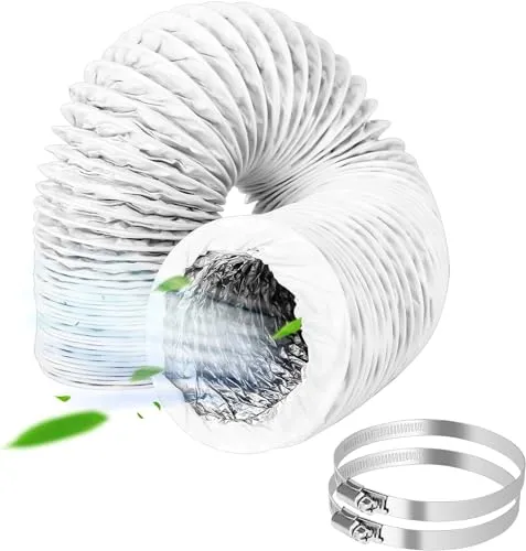 CTDMJ Abluftschlauch Ø100mm, 3m Flexibel PVC Alurohr Abluftschlauch Klimaanlage Schlauch Verlängerung Aluflexschlauch mit 2 Schlauchschelle Edelstahl für Klimaanlagen, Abzugshaube, Wäschetrockne