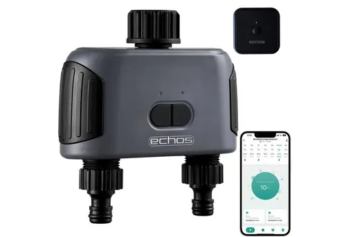 echos Bewässerungscomputer Eco-4102 - Intelligentes Bewässerungssystem mit 100m Reichweite, individuell programmierbar und App-gesteuert. Ideal für effiziente Gartenbewässerung.