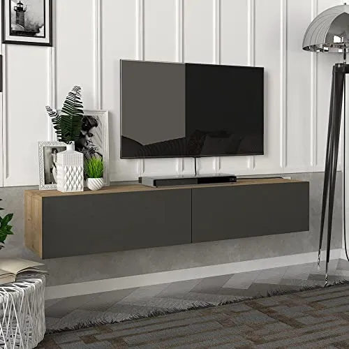 [en.casa] Fernsehschrank Toivakka - Modernes Lowboard mit 2 Staufächern - TV-Halterungen: Schwebendes Design für Ihr Wohnzimmer, bietet praktischen Stauraum und einfache Wandmontage für maximale Flexibilität.