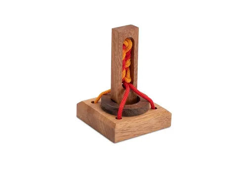 Logoplay Holzspiele Spiel, Verrückter Ring – Schnurpuzzle aus Holz Denkspiel mit zwei Kordeln & Ring - 1 SpielerHolzspielzeug