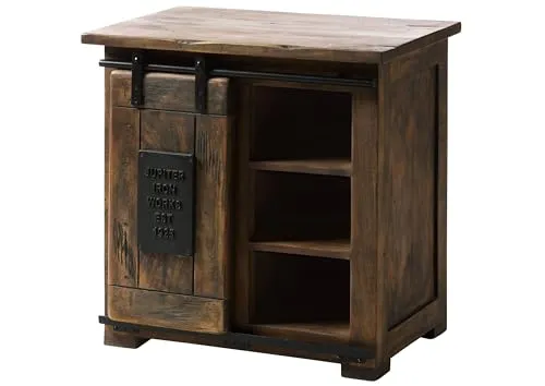 Massivmoebel24 Kommode RAILWAY aus Mango - Schubladenkommode aus massivem Mangoholz, ideal für kleine Räume mit 5 Fächern und einem modernen Used-Look dank schicker Schiebetür.