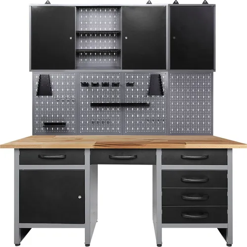 ONDIS24 Werkstatt-Set 160 cm - Multifunktionale Hobbywerkbank - Werkstatt-Set mit verstellbaren Füßen, 6 Schubladen und 4 Türen, ideal für Hobbyisten. Hohe Belastbarkeit von 600 kg für alle Ihre Projekte.