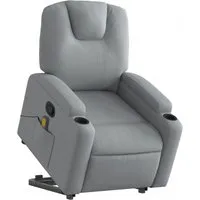 vidaXL Massagesessel mit Aufstehhilfe - Hellgrau - Bequemer Sessel mit elektrischer Aufstehhilfe und 6-Punkt-Vibrationsmassage für entspannende Momente. Ideal für Senioren oder Personen mit Mobilitätseinschränkungen.