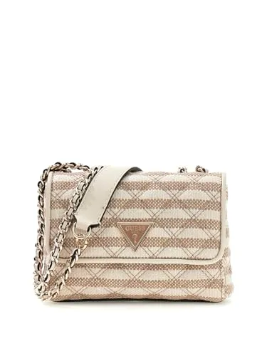 Guess Umhängetasche Mini 2 Compartment Convertible Flap in Taupe - Stilvolle Umhängetasche mit zwei Fächern und verstellbarem Schulterriemen. Perfekt für den Alltag und vielseitig kombinierbar.