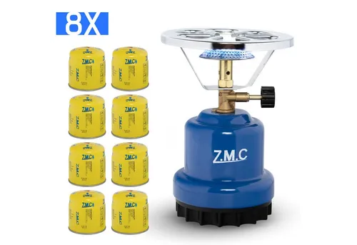 ZMC Gaskocher ZMC Campingkocher Gaskocher 1 flammig Kohleanzünder Herd + 8x Gaskartu, Kartuschenkocher
